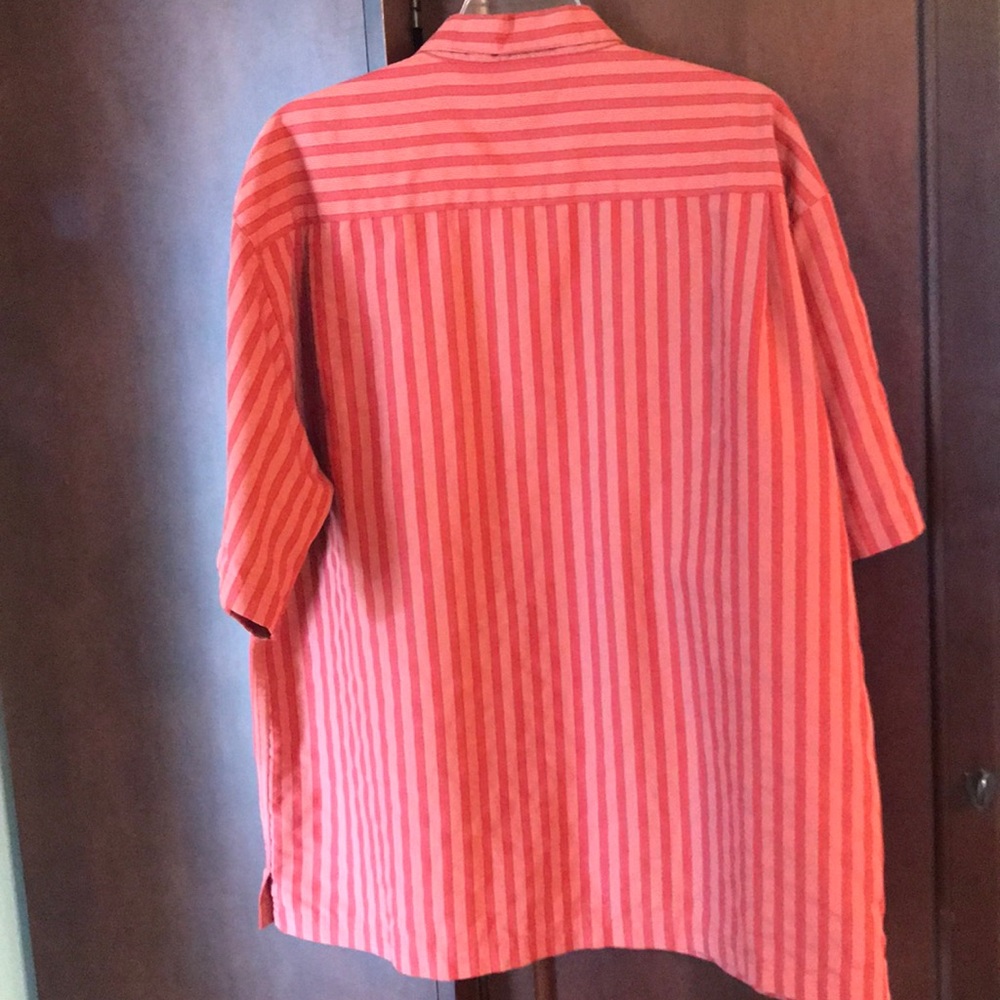 Haggar Red Striped Casual Button Down Shirt - Picture 3 of 3